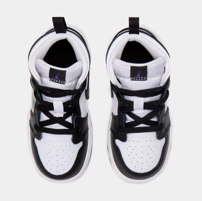 Air Jordan 1 Mid Hologram Infant Toddler Lifestyle Shoes (Black)