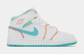 Air Jordan 1 Mid Multi Knit Grade School Lifestyle Shoes (White/Multi)