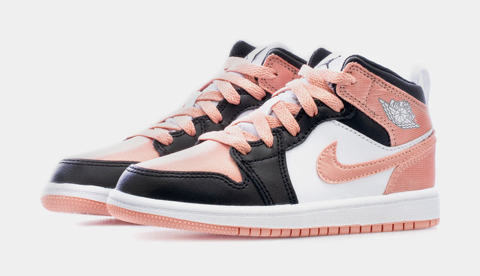 Air Jordan 1 Mid Preschool Lifestyle Shoes (Black/Pink)