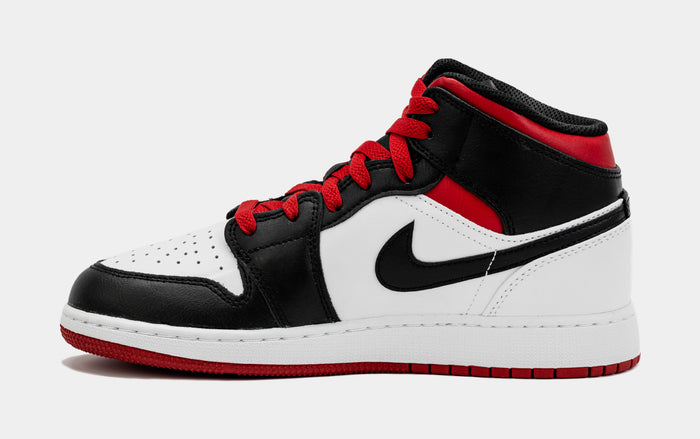 Air Jordan 1 Retro Mid Gym Red Grade School Lifestyle Shoes (Black/Red)