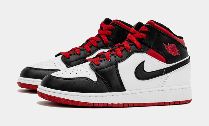 Air Jordan 1 Retro Mid Gym Red Grade School Lifestyle Shoes (Black/Red)