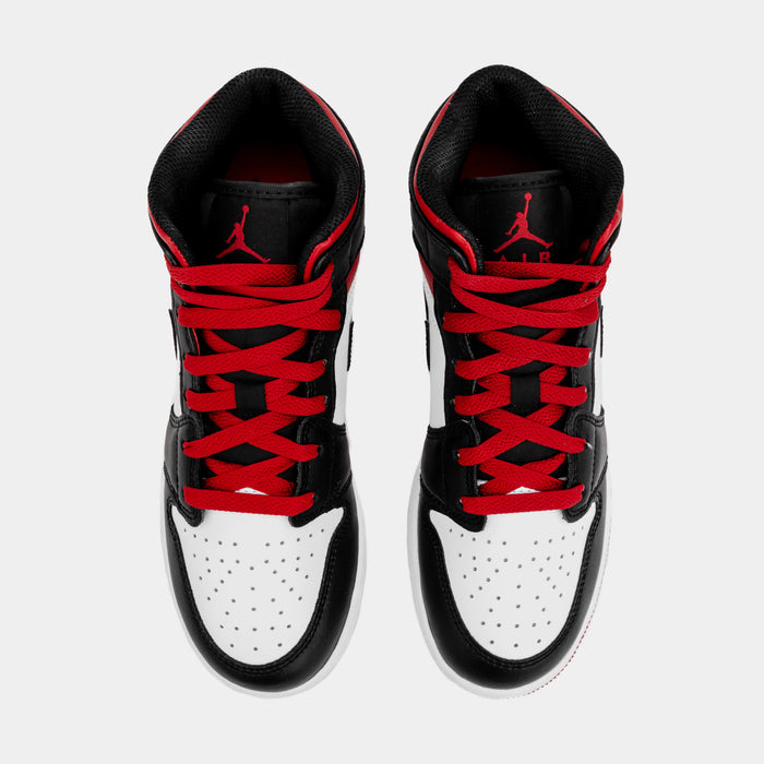 Air Jordan 1 Retro Mid Gym Red Grade School Lifestyle Shoes (Black/Red)