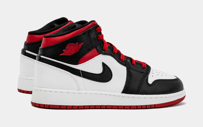 Air Jordan 1 Retro Mid Gym Red Grade School Lifestyle Shoes (Black/Red)