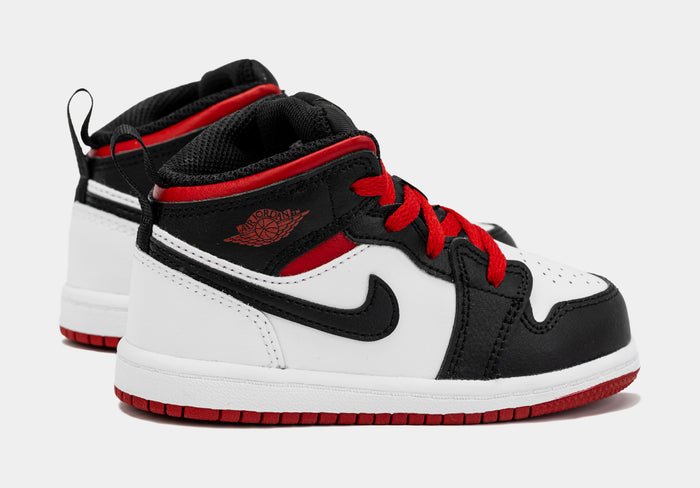 Air Jordan 1 Retro Mid Gym Red Infant Toddler Lifestyle Shoes (White/Red)