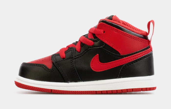 Air Jordan 1 Retro Mid Infant Toddler Lifestyle Shoes (Black/Red)