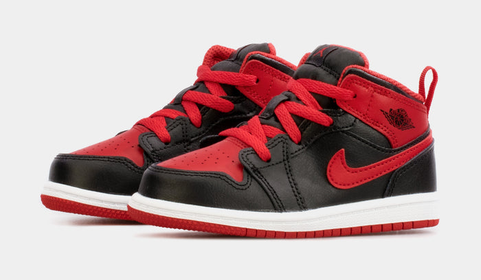 Air Jordan 1 Retro Mid Infant Toddler Lifestyle Shoes (Black/Red)