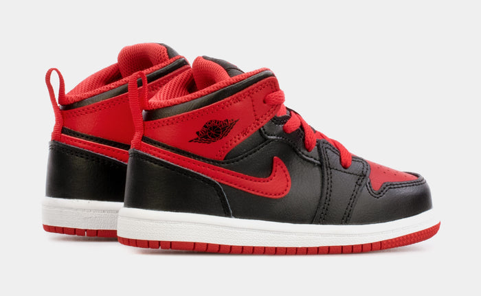 Air Jordan 1 Retro Mid Infant Toddler Lifestyle Shoes (Black/Red)