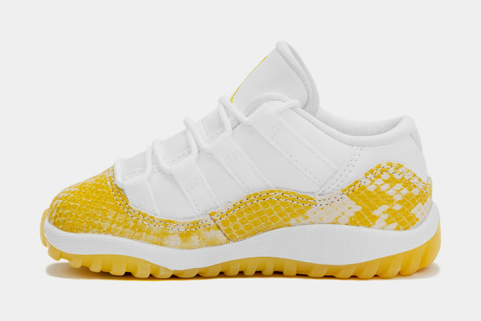 Air Jordan 11 Retro Low Yellow Snakeskin Infant Toddler Lifestyle Shoes (White/Yellow)