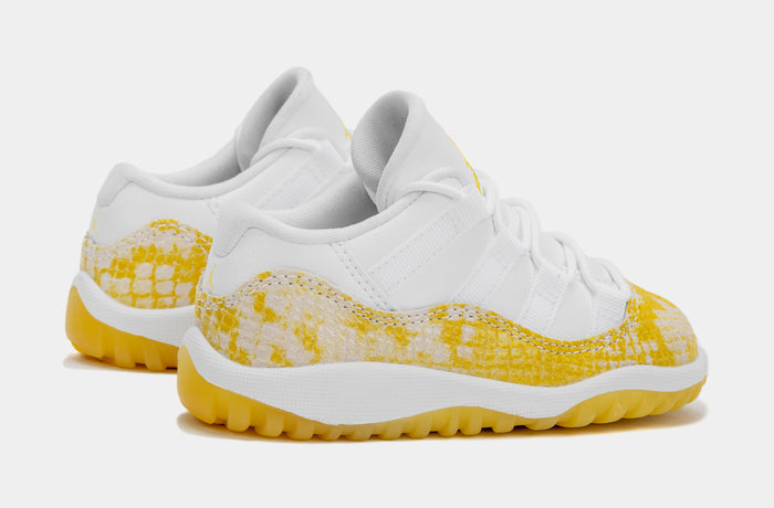 Air Jordan 11 Retro Low Yellow Snakeskin Infant Toddler Lifestyle Shoes (White/Yellow)