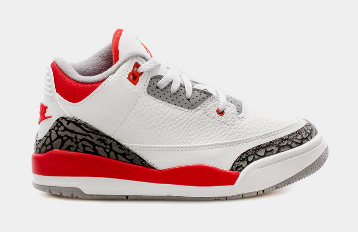 Air Jordan 3 Retro OG Fire Red Preschool Lifestyle Shoes (White/Red) Free Shipping