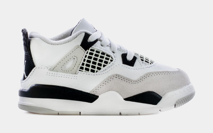 Air Jordan 4 Military Black Infant Toddler Lifestyle Shoes (Black/White)