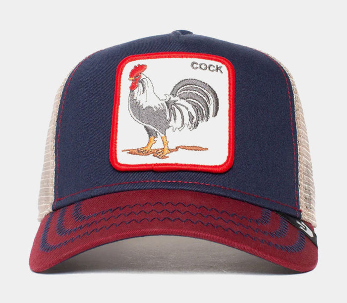 All American Rooster Trucker Hat Mens Hat (Blue/Red)