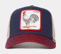 All American Rooster Trucker Hat Mens Hat (Blue/Red)