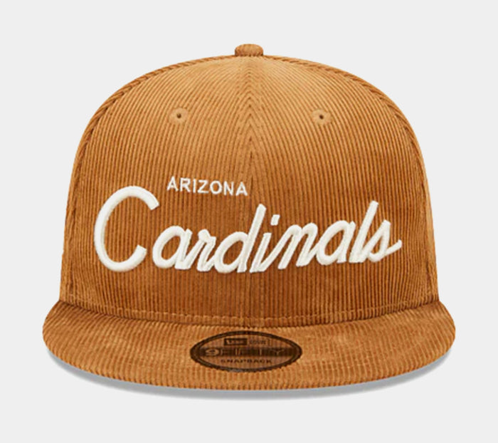 Arizona Cardinals Corduroy Script 9FIFTY Mens Snapback Hat (Brown)