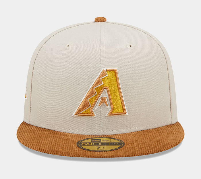 Arizona Diamondbacks Corduroy Visor 59FIFTY Mens Fitted Hat (White/Brown)