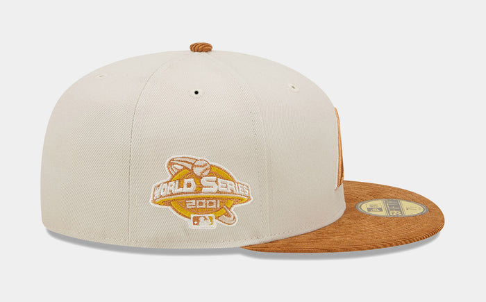 Arizona Diamondbacks Corduroy Visor 59FIFTY Mens Fitted Hat (White/Brown)