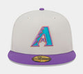 Arizona Diamondbacks Varsity Letter 59FIFTY Mens Fitted Hat (White/Purple)