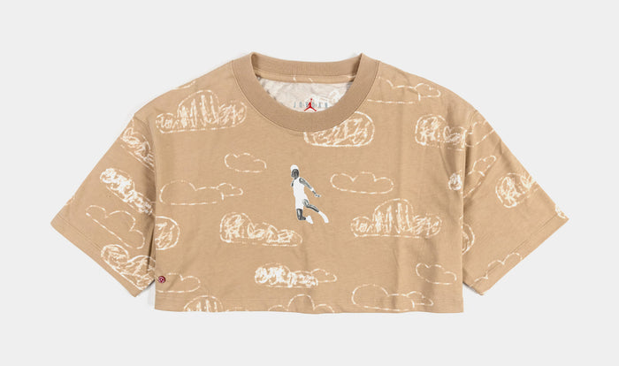 Artist Series by Parker Duncan Cropped Womens Short Sleeve Shirt (Beige)