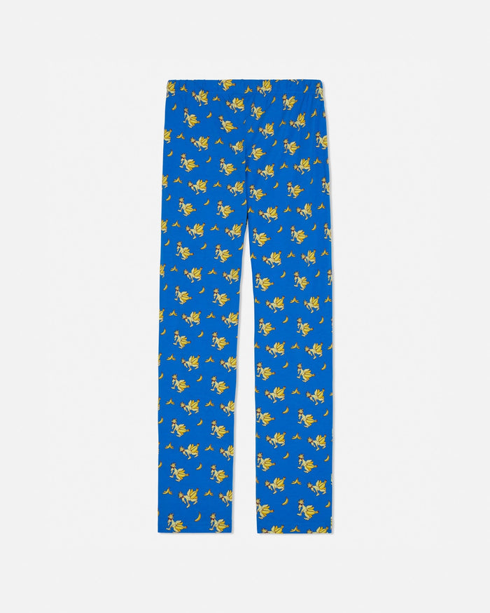 Blue pajamas with banana goat pattern on a white background