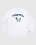 (Front)White crewneck with big goat graphic#color_white