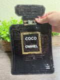 Black Perfume Bottle Sequin Patch