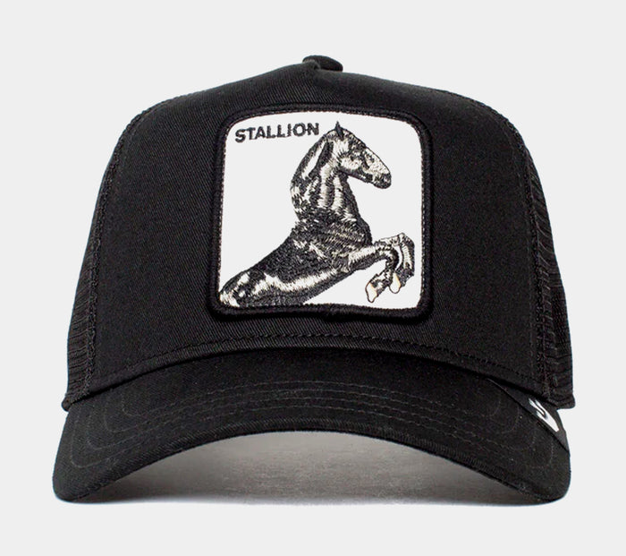 Black Stallion Trucker Mens Hat (Black)