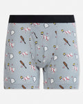 Boxer briefs with a baseball goat pattern on a light gray background