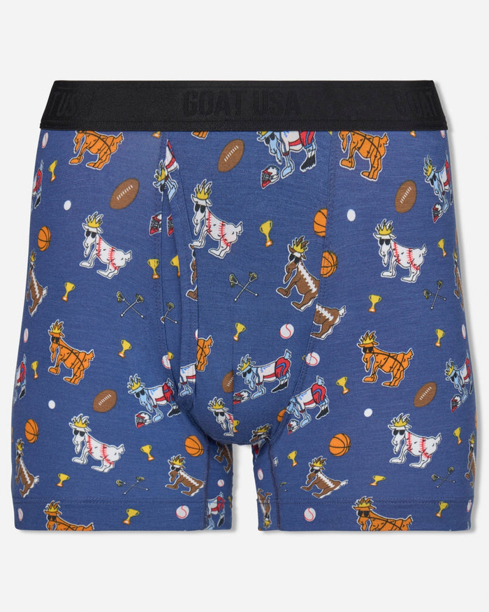 Front of navy sports boxers