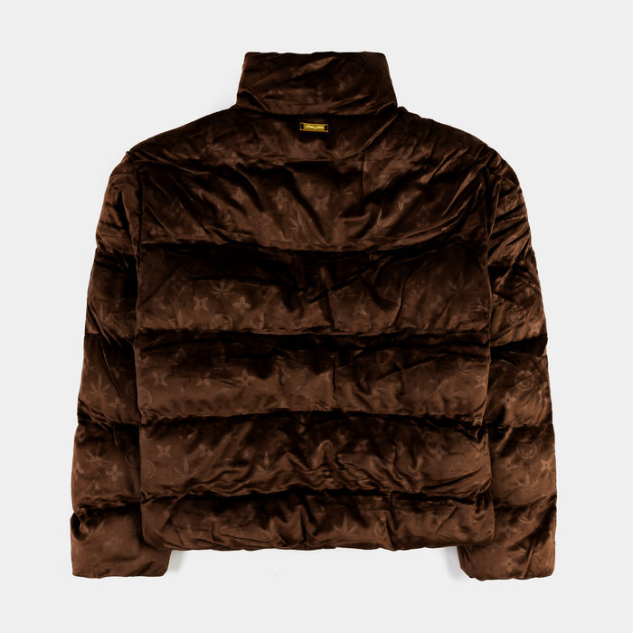 Brown Velour Puffer Mens Jacket (Brown)
