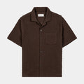 Checkered Knit Mens Short Sleeve Shirt (Brown)