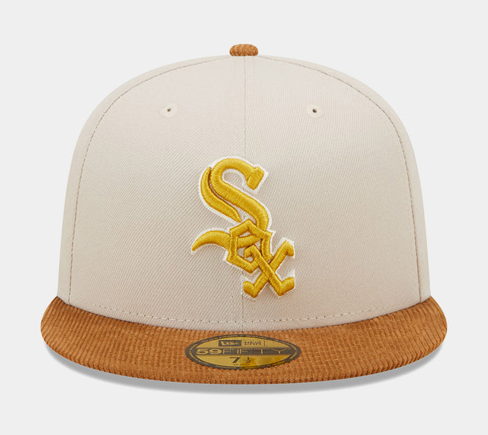 Chicago White Sox Corduroy Visor 59FIFTY Mens Fitted Hat (White/Brown)