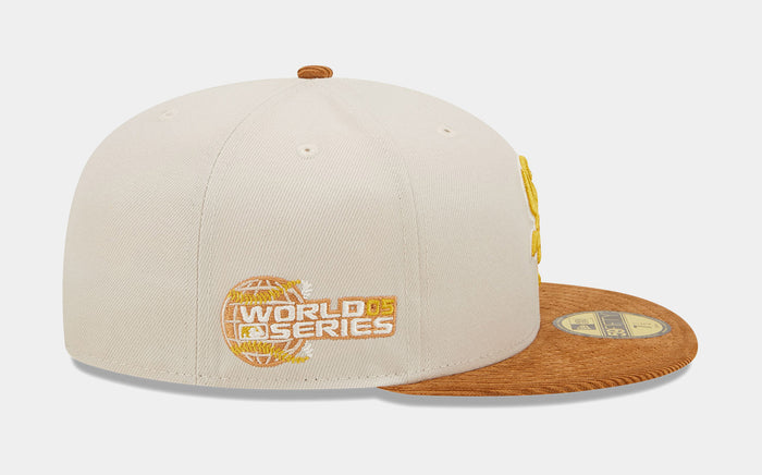Chicago White Sox Corduroy Visor 59FIFTY Mens Fitted Hat (White/Brown)