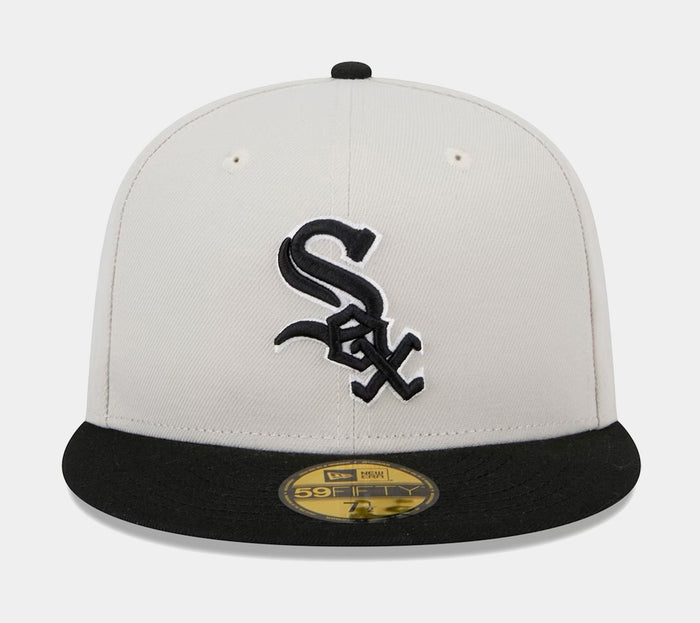 Chicago White Sox Varsity Letter 59FIFTY Mens Fitted Hat (White/Black)