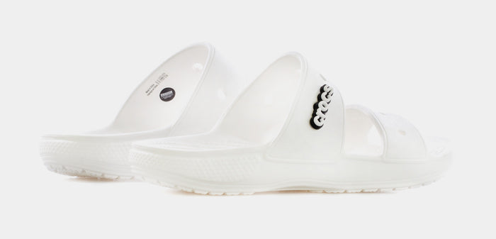 Classic Double Band Slide Mens Sandals (White)
