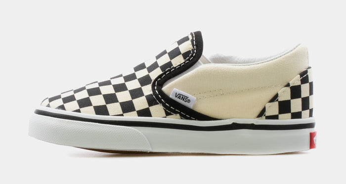 Classic Slip On Checkerboard Infant Toddler Lifestyle Shoes (White/Black)