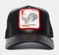Cock Will Prevail Leather Trucker Mens Hat (Black)