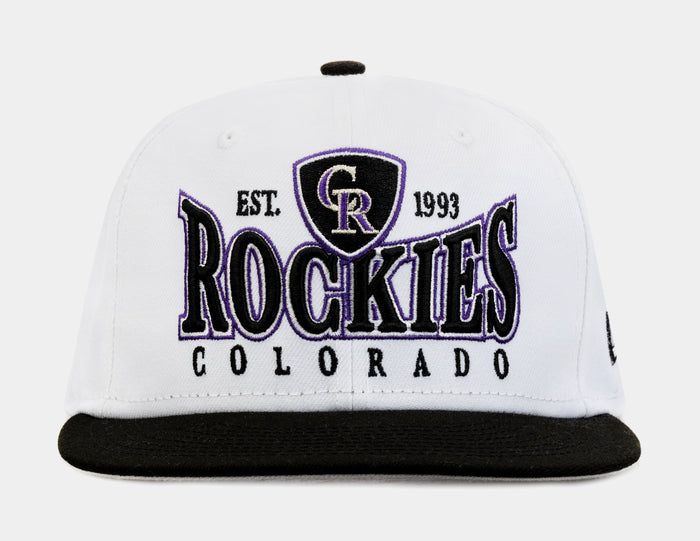Colorado Rockies Crest 9FIFTY Mens Snapback Hat (White/Black)