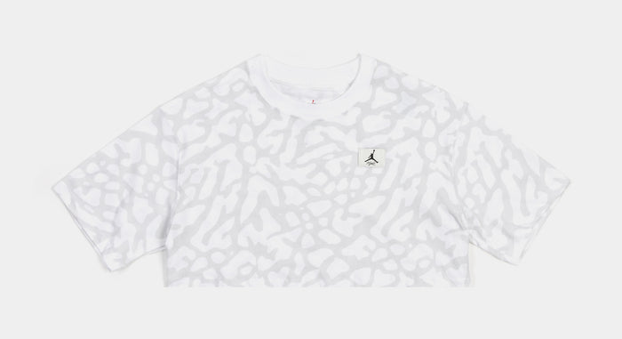 Cropped GFX Womens Short Sleeve Shirt (White/Grey)