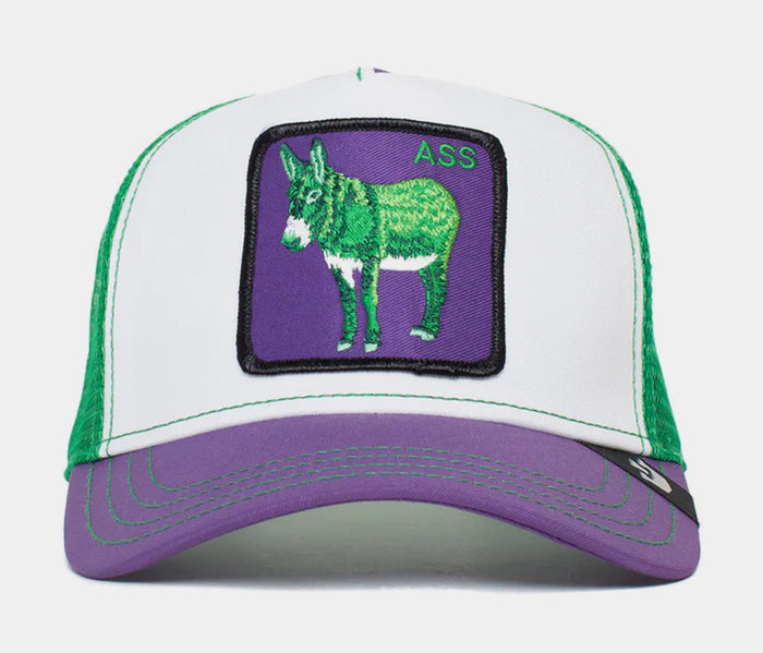 Donkey Trip Trucker Mens Hat (Purple/Green)