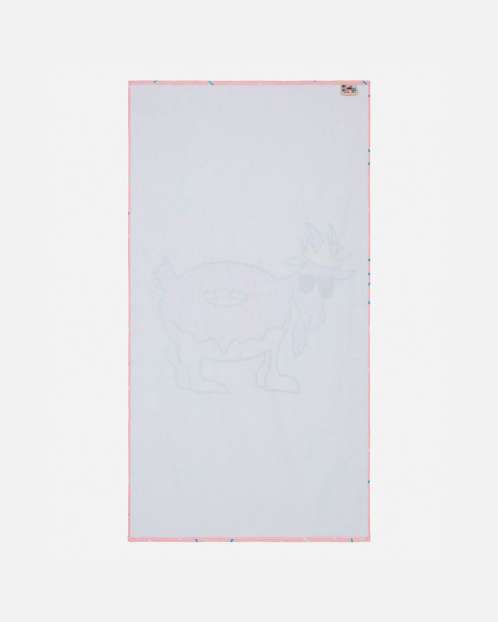 Back of towel with pink border on a white background