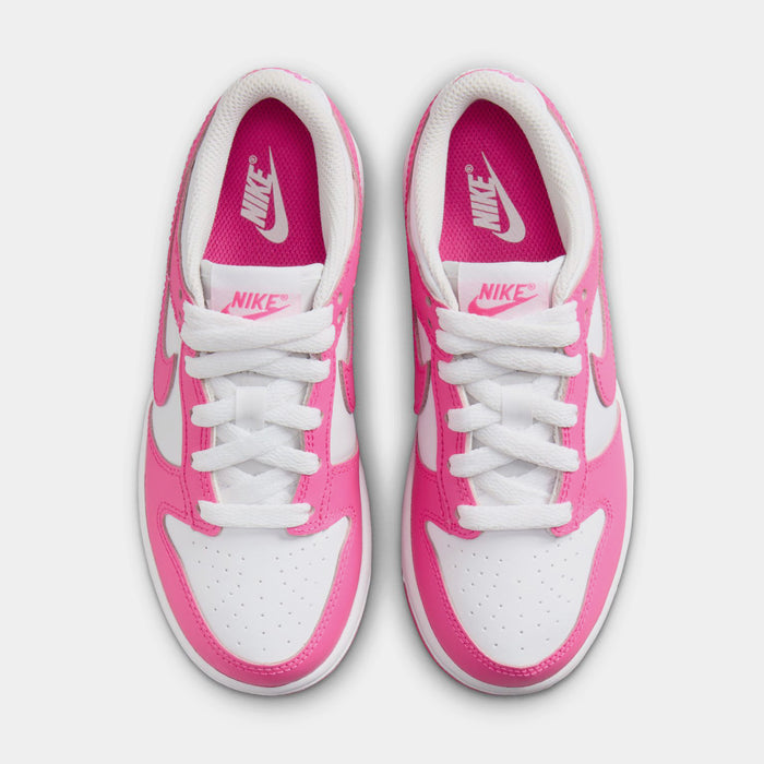 Dunk Low Preschool Lifestyle Shoes (White/Laser Fuchsia)