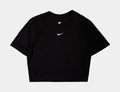 Essential Slim Crop Womens Short Sleeve Shirt (Black)