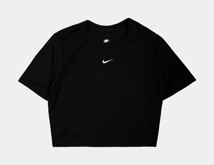 Essential Slim Crop Womens Short Sleeve Shirt (Black)