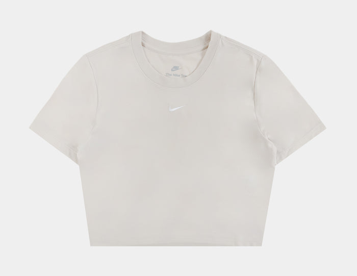 Essential Slim Fit Crop Womens Short Sleeve Shirt (Beige)
