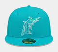 Florida Marlins Monocamo 59Fifty Mens Fitted Hat (Teal)