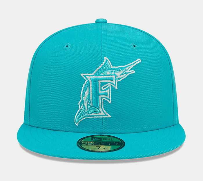 Florida Marlins Monocamo 59Fifty Mens Fitted Hat (Teal)