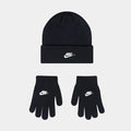 Futura Beanie and Glove Two Piece Grade School Set (Black/White)