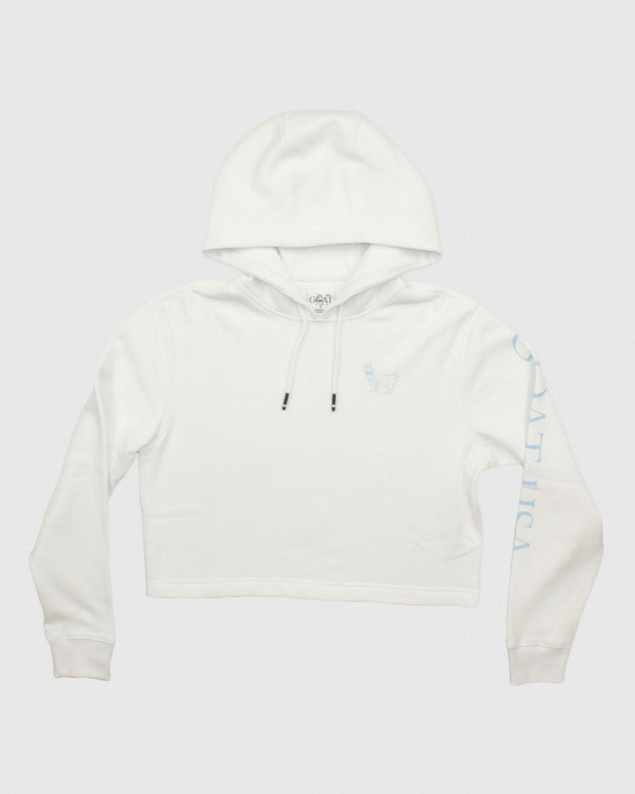 Front of white Women's OG Cropped Hooded Sweatshirt#color_white