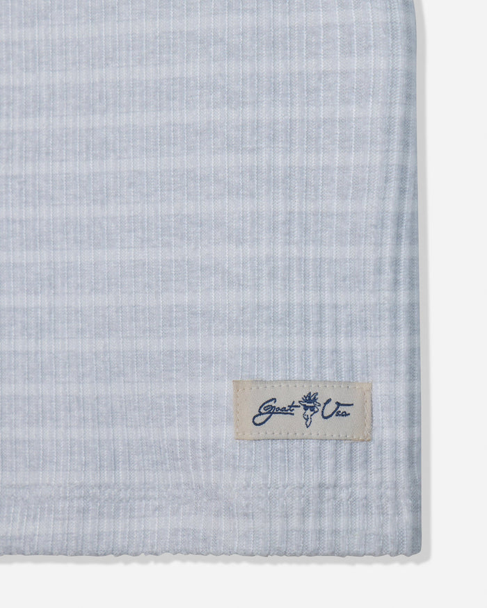 Close-up of patch on pale gray heather pajama tank#color_pale-gray-heather
