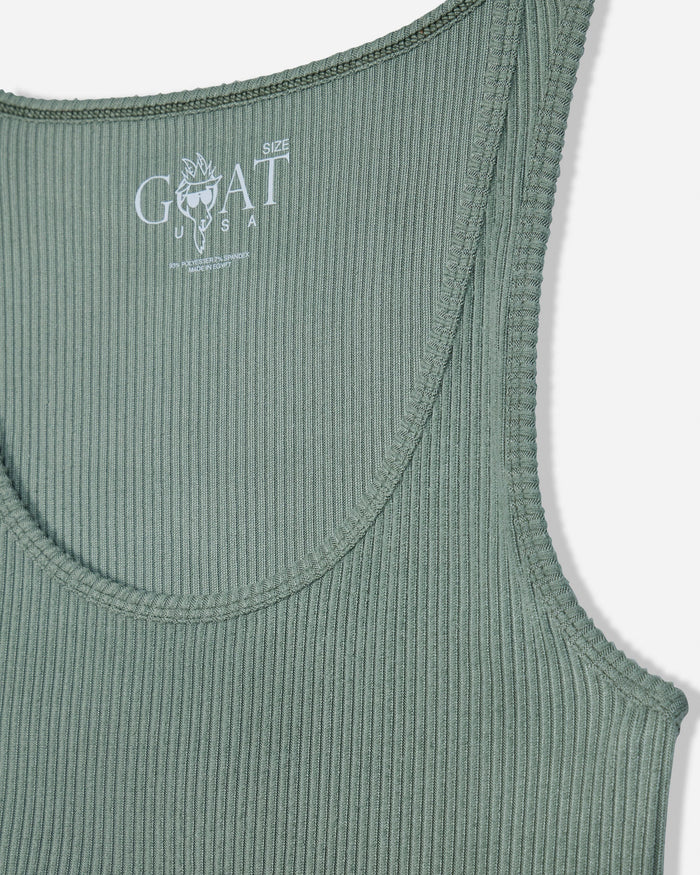 Close-up of front of steeped sage pajama tank#color_steeped-sage